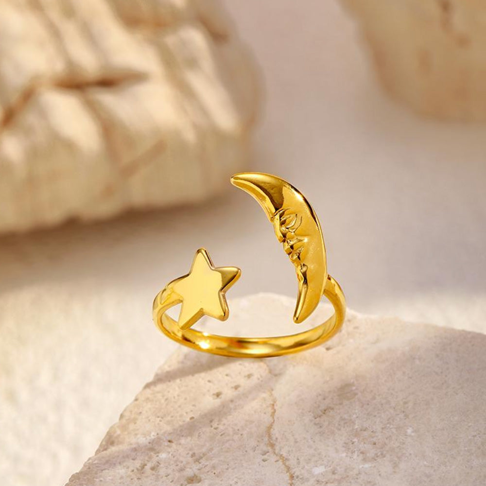 Solara Star Moon Ring