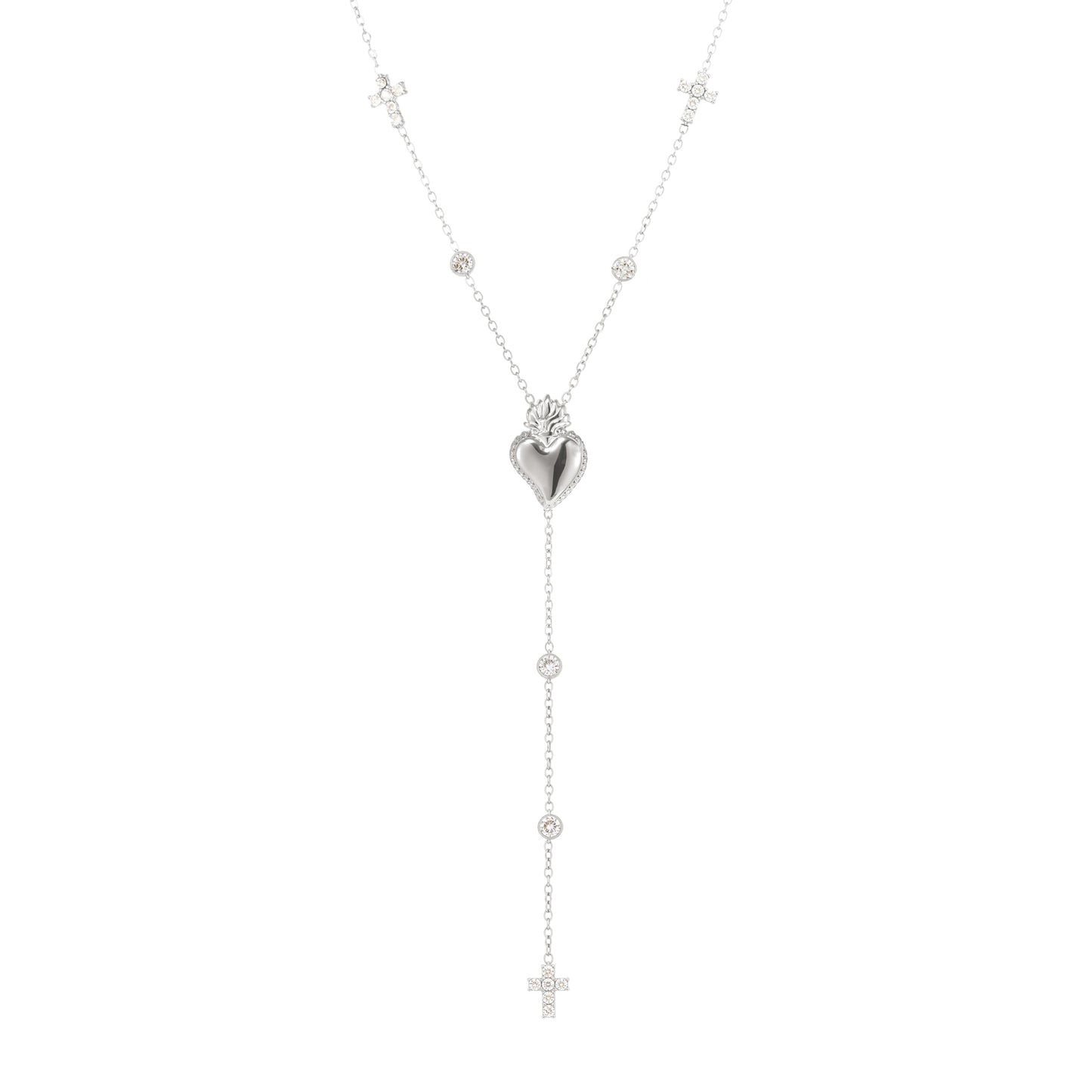 Crown Heart Long Chain Necklace