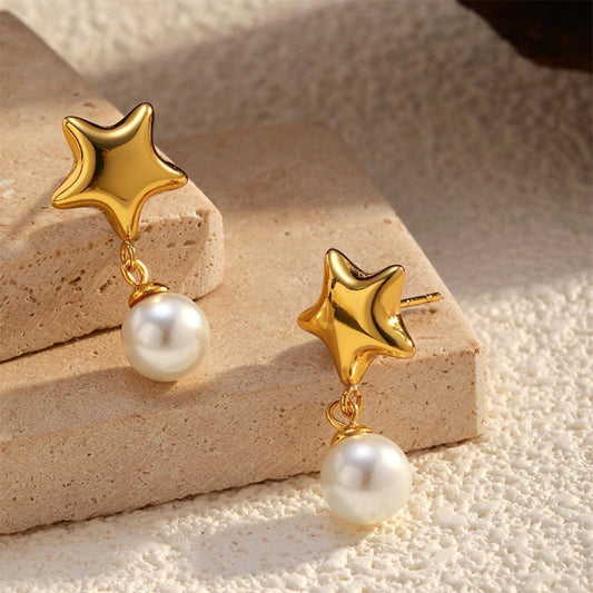 Luna Pearl Star Earrings