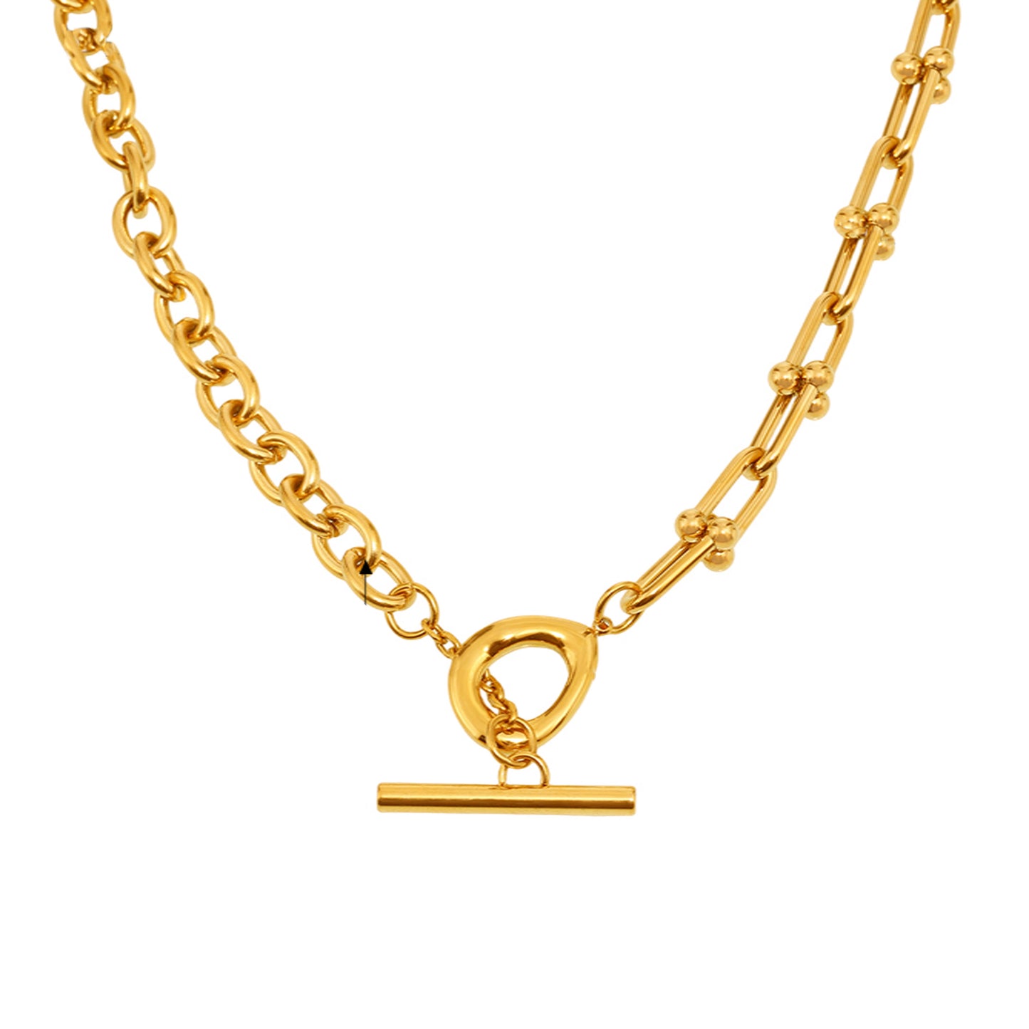 Interlocking Oval and Circle Chain Necklace