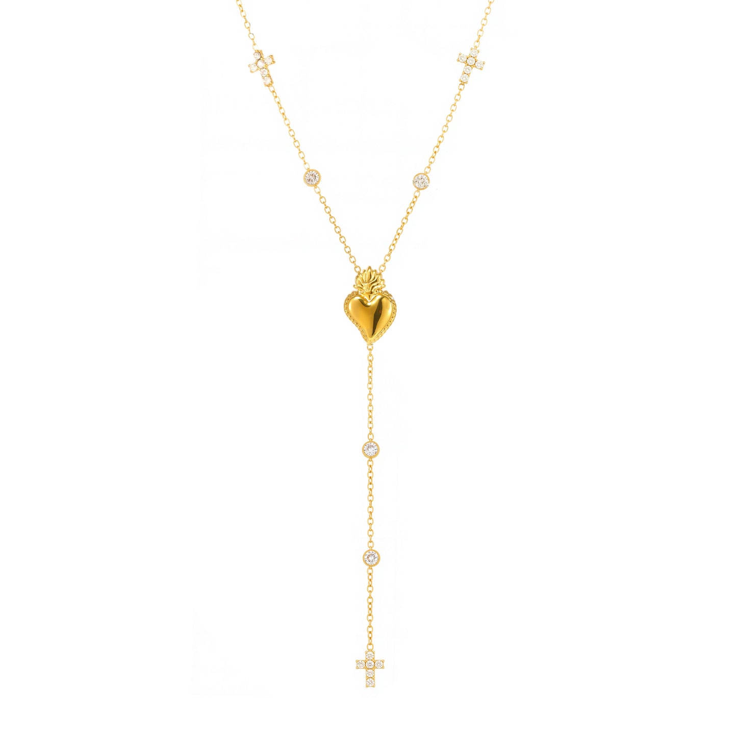 Crown Heart Long Chain Necklace
